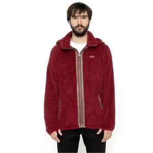 NWOT KIVUL Hoodie Men M Fleece Leather-Detail&Logo Zip Pocket Teddy-Soft Lined